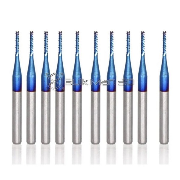 CNC Router bits- 10 piece set PCB Carbide Nano blue- 3.175 mm 2 Flute straight