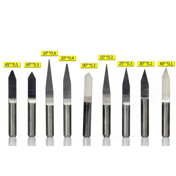 CNC Edge Router Bits - 60 Degree Flat- bottomed Sharp Column Knife - 10 piece 