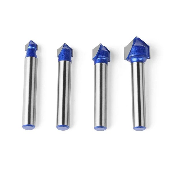 CNC Router Bits - 6mm Shank 90 degree V-shaped knife - 4 Piece Set