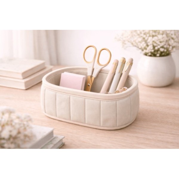 Quilted Oval Organizer – Desk Storage STL 3D Model Design File