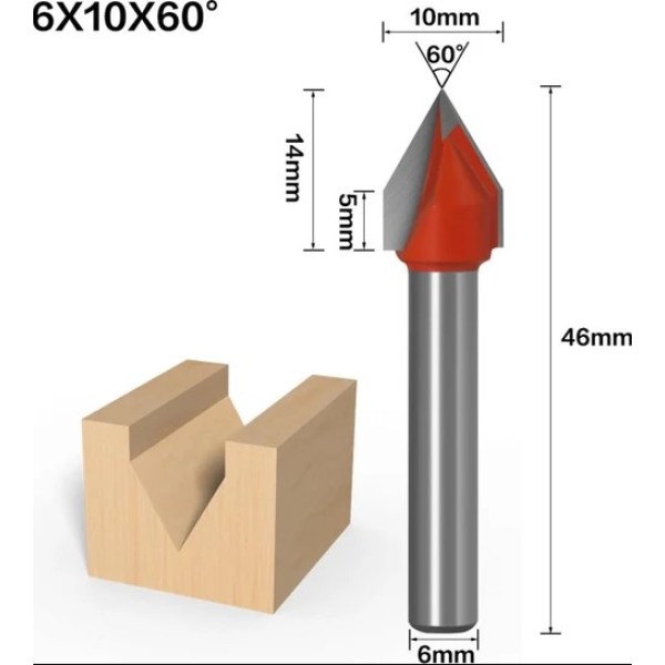 Twotrees V-groove Cutter 60° Router Bits