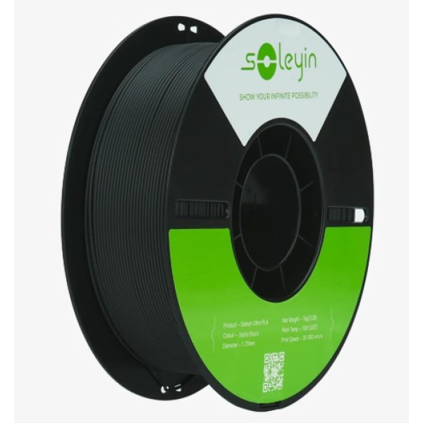 Soleyin Ultra PLA Filament - Matte Black 1Kg, 1.75mm