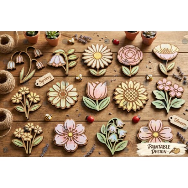 Laser Cut Spring Flower SVG Design File Bundle