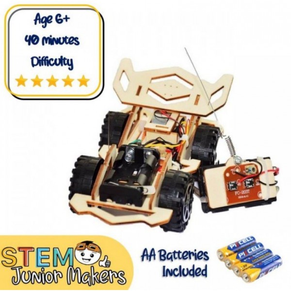 DIY Wooden Remote Car (w/ Batteries)