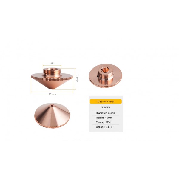 Fiber Laser Nozzle -  Double Layer D32 Series M14 Thread